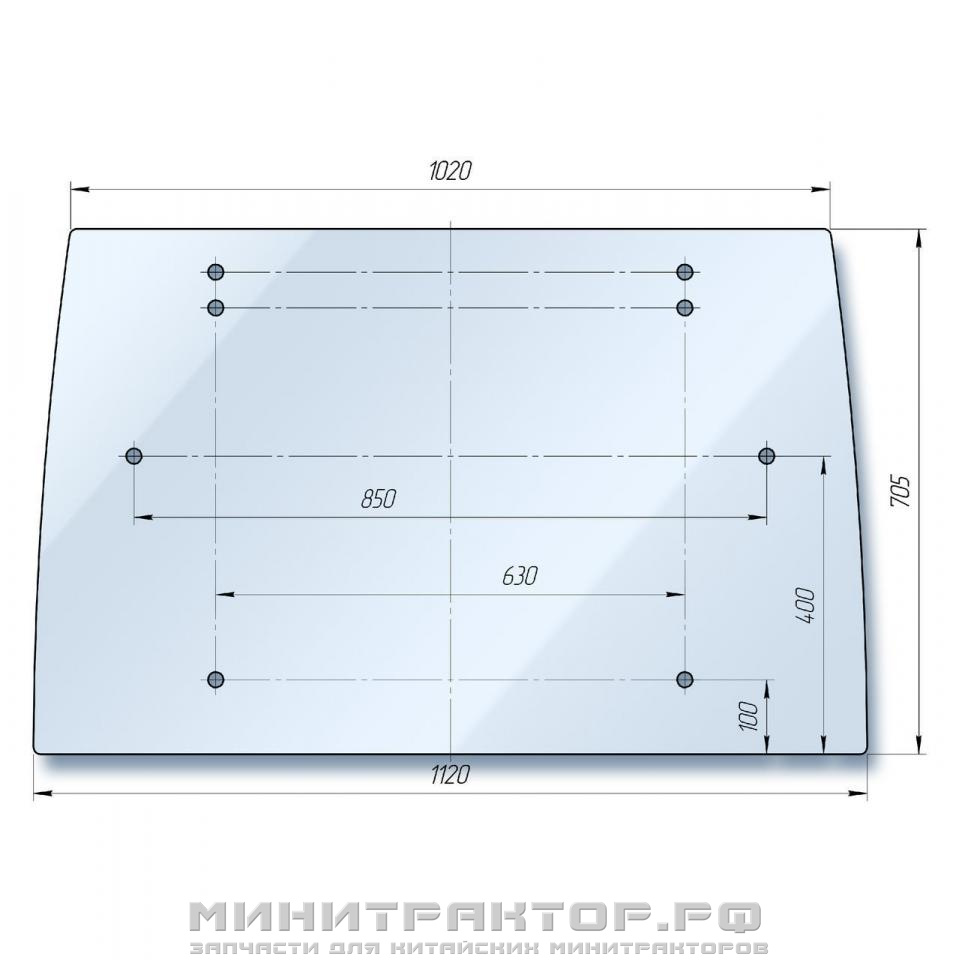 Стекло заднее кабинное DF-244/304/354/404 (Простое)