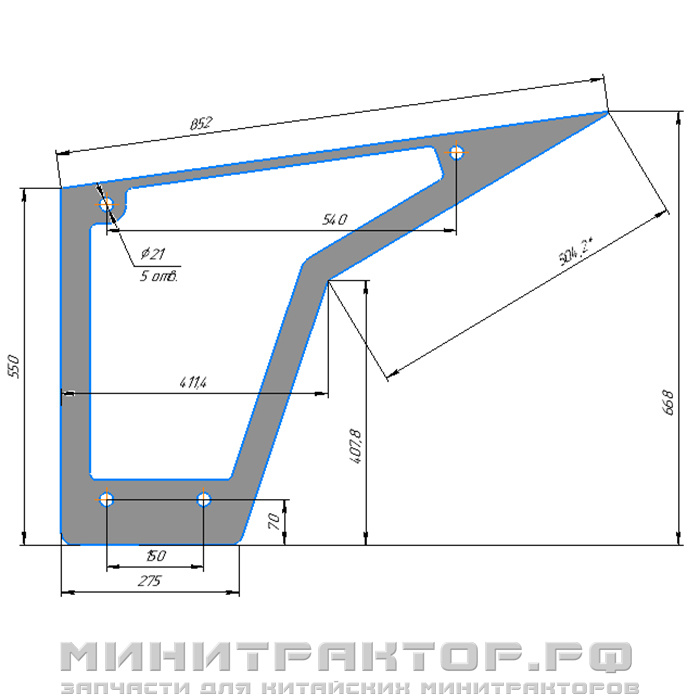 Стекло дверное нижнее кабины Уралец 250/254 старого образца